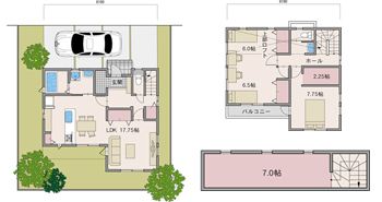 3LDK【30坪】大型小屋裏収納のある間取りプラン