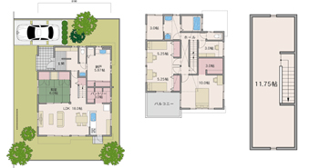 4LDK【44坪】小屋裏収納のある広々とした間取りプラン