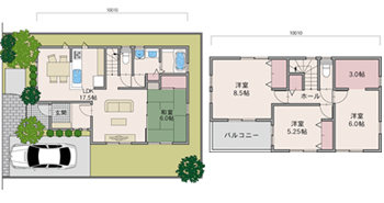 4LDK【32坪】バルコニーとくつろぎ和室のある間取りプラン