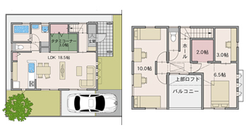 4LDK【29坪】プライベートバルコニのある間取りプラン